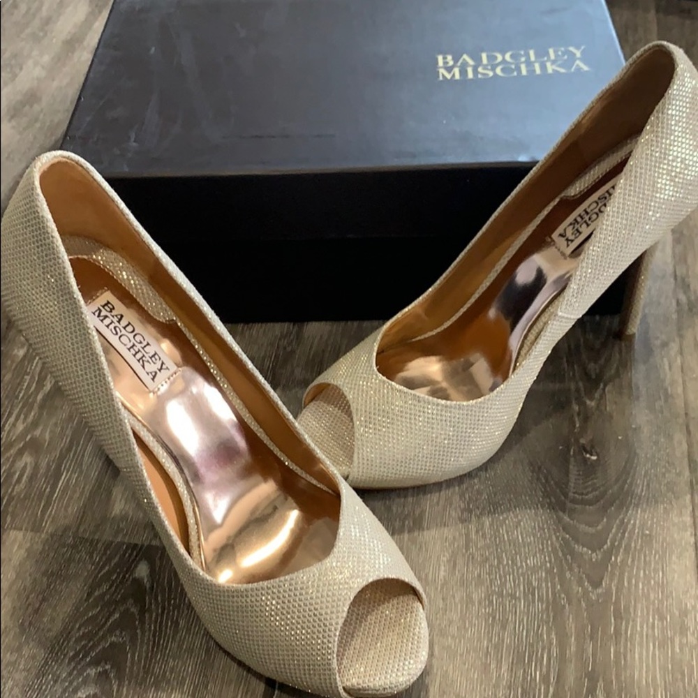 Badgley Mischka Silver Open Toe Heel size 9